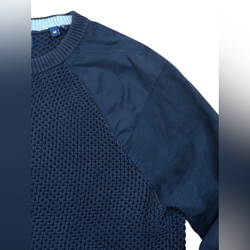 GANT Textured Cotton Crewneck Sweater Navy Blue Size Medium - Picture 4 of 10